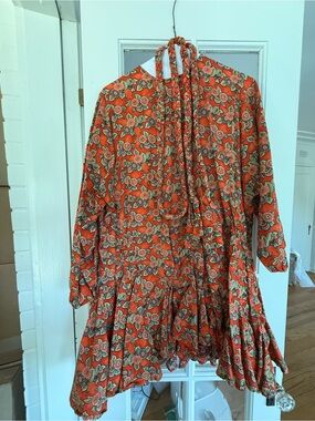 Rhode Resort Floral Orange Floral Long Sleeve Mini Dress